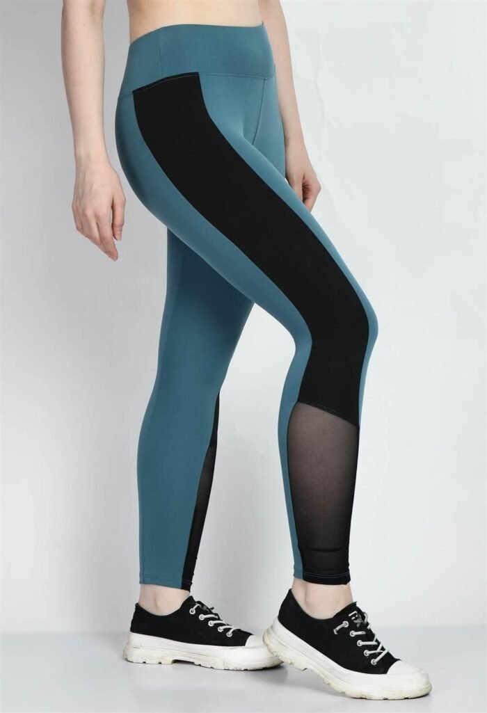 Waylene Air Force Blue Color Block Tights for Women, Ideal for Gym & Casual Wear, Shop Online, Buy Online