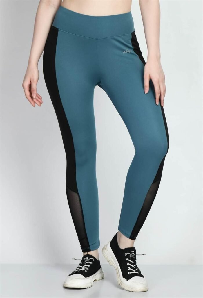 Waylene Air Force Blue Color Block Tights for Women, Ideal for Gym & Casual Wear, Shop Online, Buy Online - Image 4