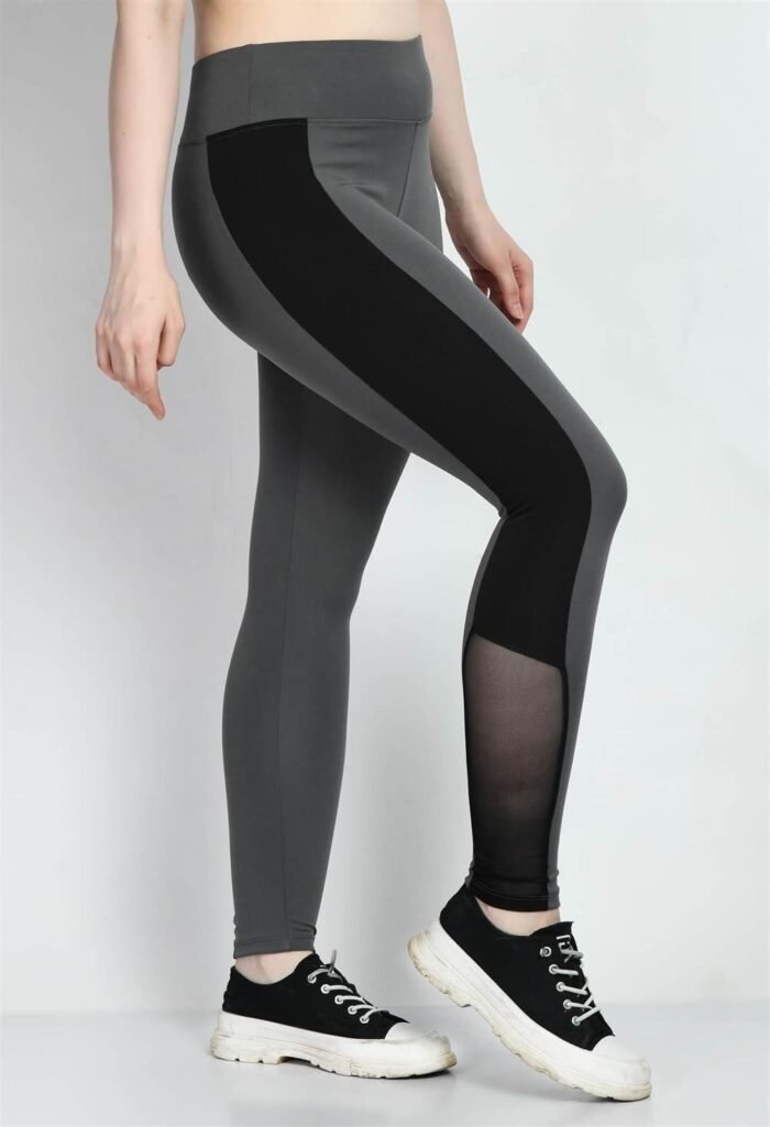 Waylene Grey Color Block Tights for Women, Ideal for Gym and Casual Wear, Shop Online, Buy Online