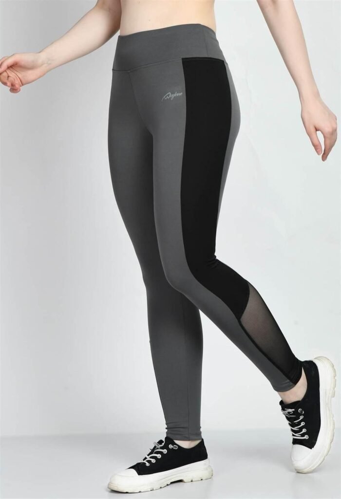 Waylene Grey Color Block Tights for Women, Ideal for Gym and Casual Wear, Shop Online, Buy Online - Image 4