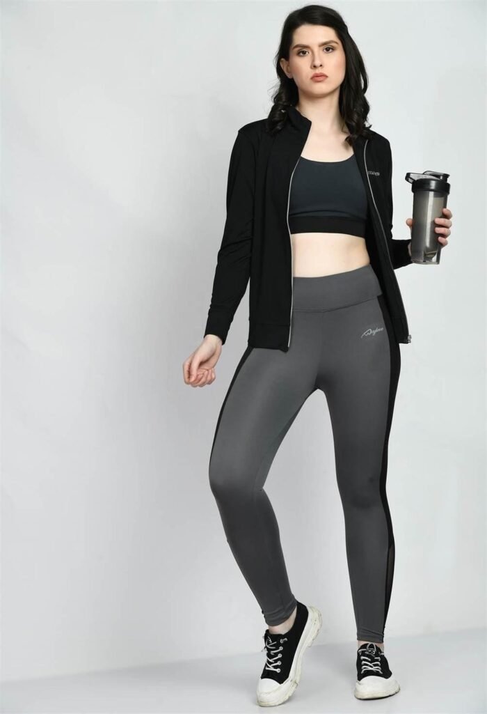 Waylene Grey Color Block Tights for Women, Ideal for Gym and Casual Wear, Shop Online, Buy Online - Image 3