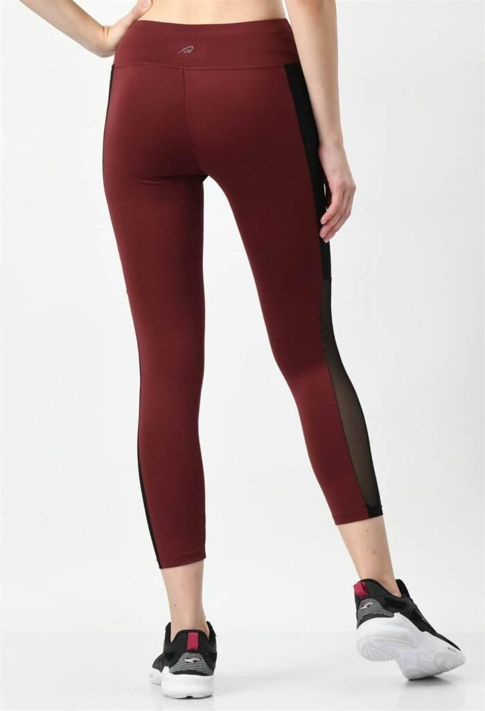 Sports Wear Color Block Wine Tights - Image 4