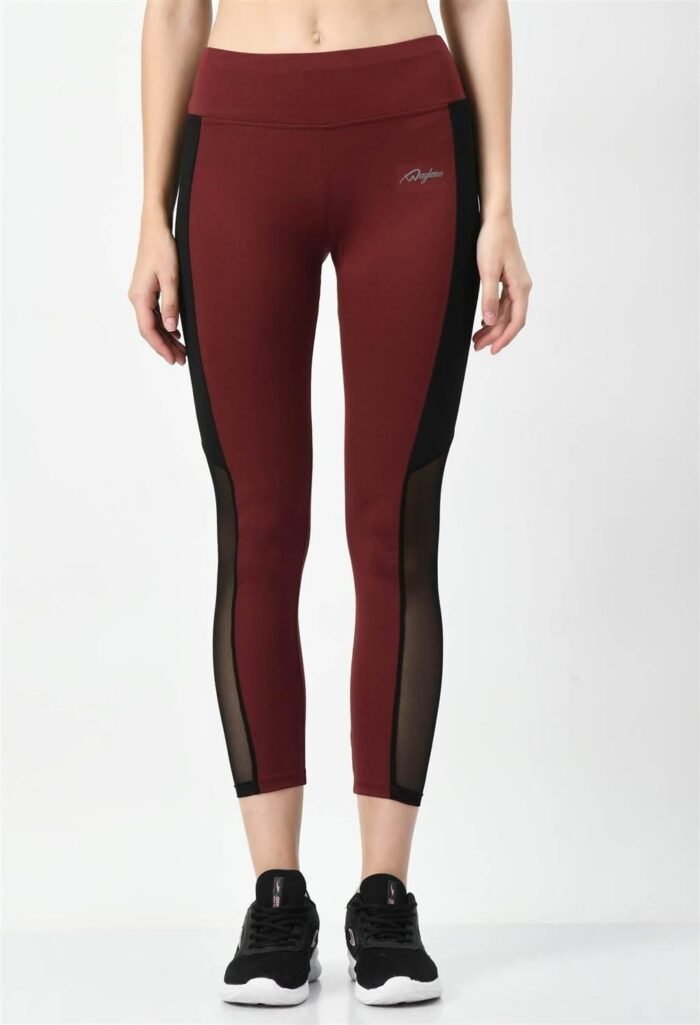 Sports Wear Color Block Wine Tights - Image 3