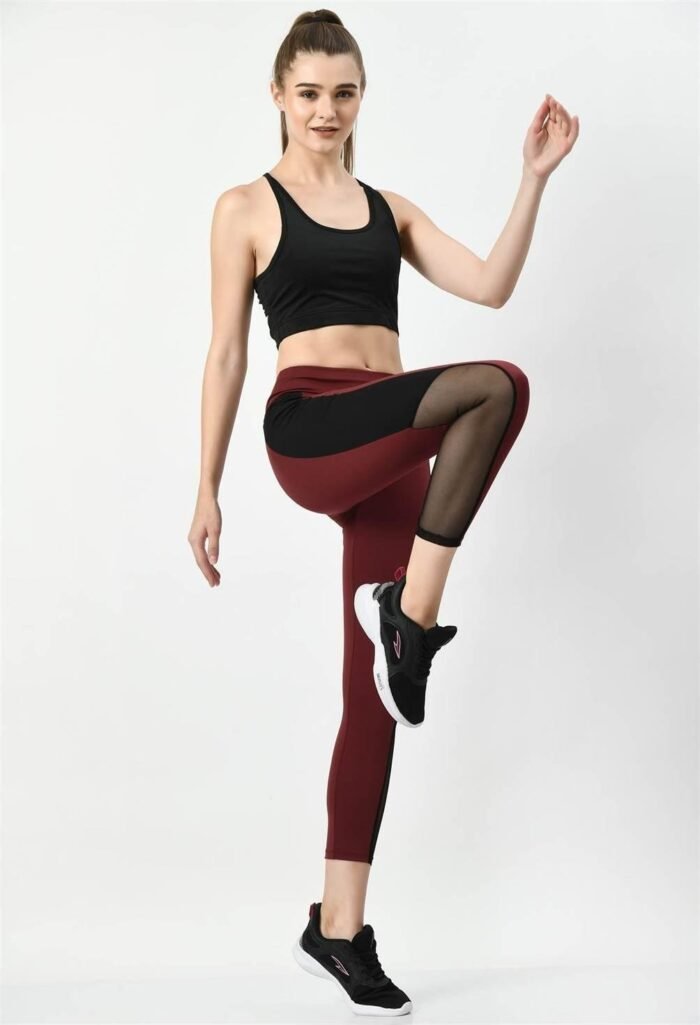 Sports Wear Color Block Wine Tights - Image 7