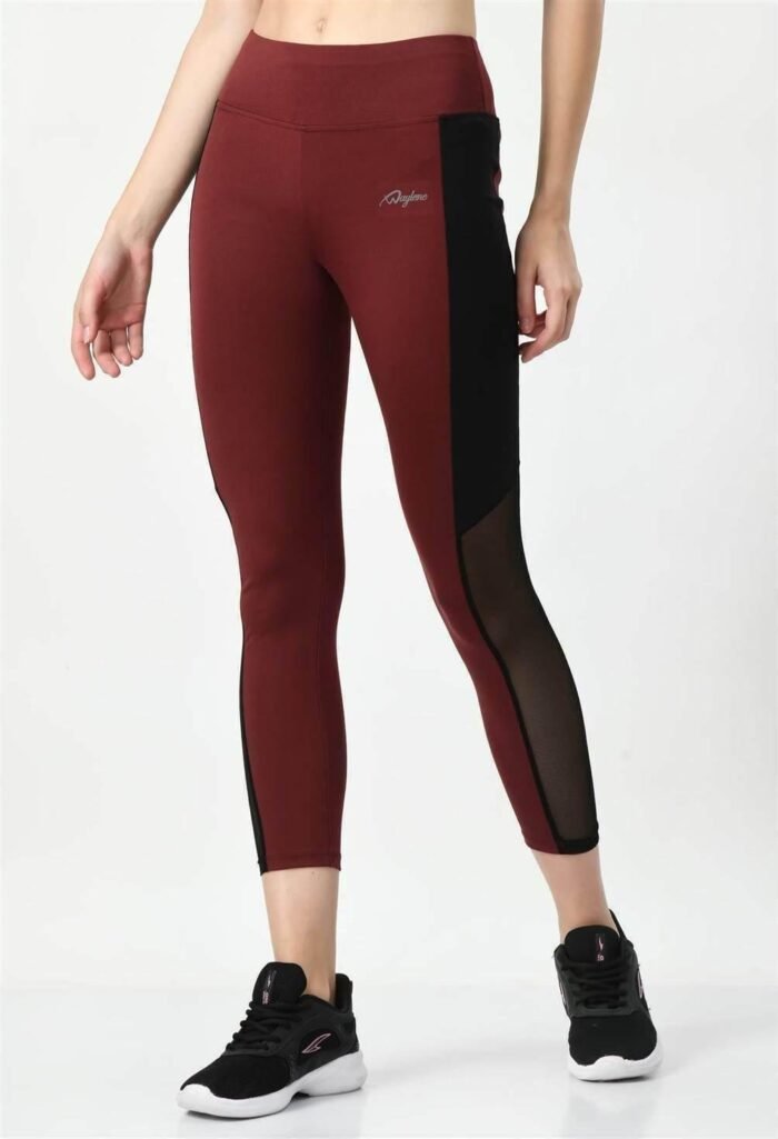 Sports Wear Color Block Wine Tights - Image 5