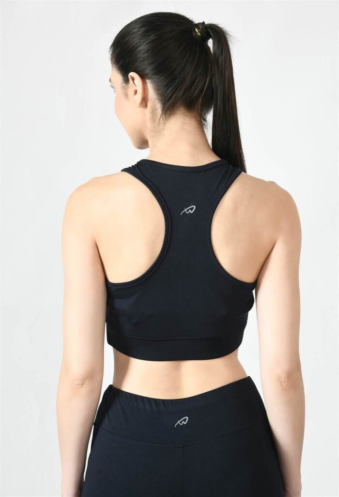 Waylene Women's Navy Blue Racerback Sports Bra | Non-Wired & Lightly Padded | Gym & Yoga Wear India - Image 3