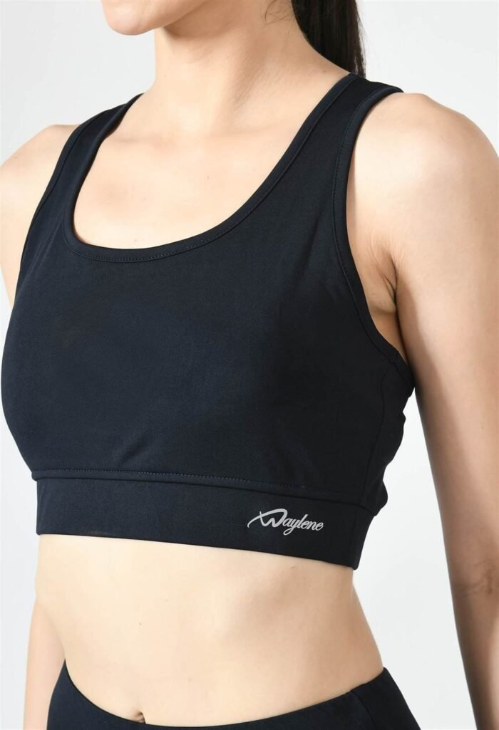 Waylene Women's Navy Blue Racerback Sports Bra | Non-Wired & Lightly Padded | Gym & Yoga Wear India - Image 2