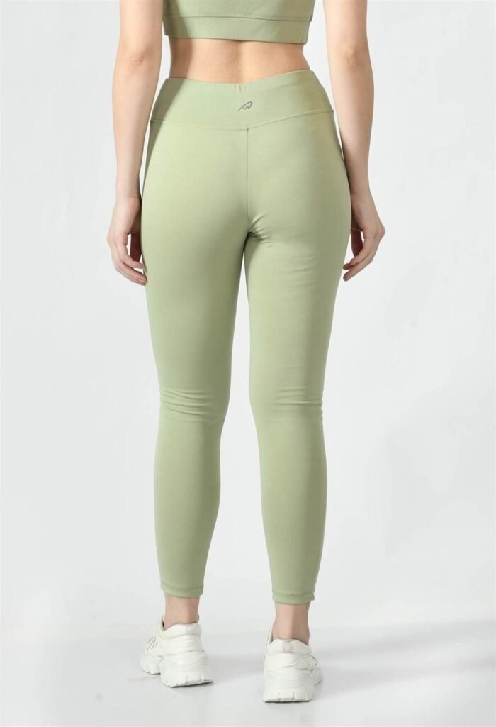 Waylene Ladies Activewear & Gym Wear: High-Waisted Yoga Leggings (Tights) - Light Green (Pista) | Dry-Fit & Slim-Fit - Image 4