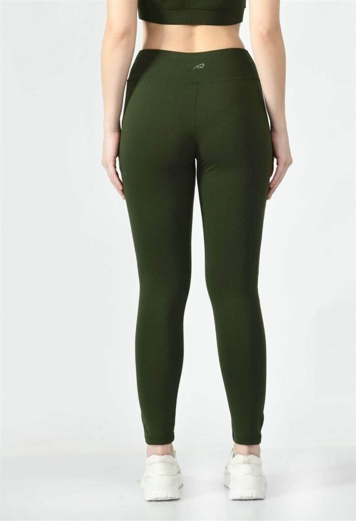Waylene Ladies Activewear & Gym Wear: High-Waisted Yoga Leggings (Tights) - Olive Green | Dry-Fit & Slim-Fit - Image 2
