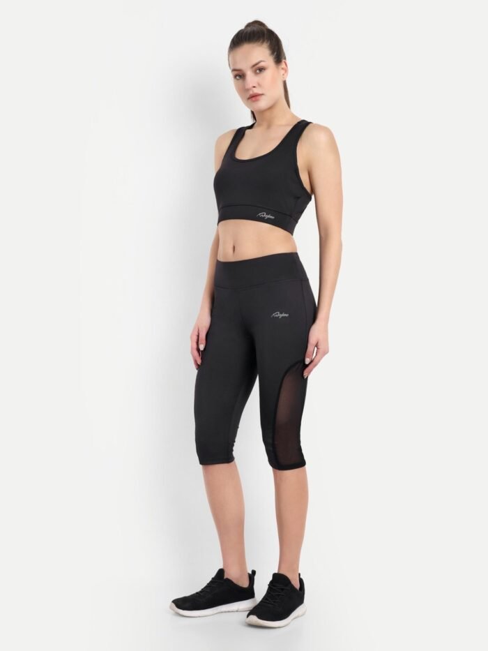 Waylene Black Capri and Sports Bra Tracksuit Set for Women - Perfect for Yoga & Gym, Shop Online, Buy Online