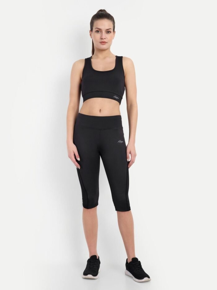 Waylene Black Capri and Sports Bra Tracksuit Set for Women - Perfect for Yoga & Gym, Shop Online, Buy Online - Image 3