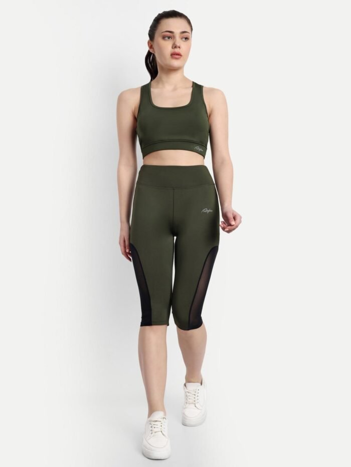 Buy Online: Waylene Olive Green Women's Track Suit & Capri Tights for Yoga and Gym - Premium Activewear for Women - Image 2