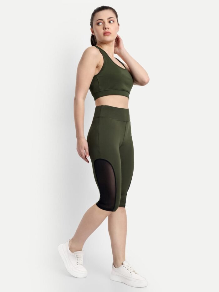 Buy Online: Waylene Olive Green Women's Track Suit & Capri Tights for Yoga and Gym - Premium Activewear for Women - Image 3