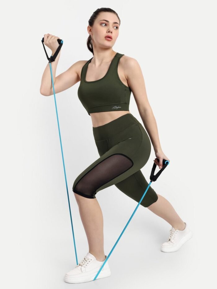 Buy Online: Waylene Olive Green Women's Track Suit & Capri Tights for Yoga and Gym - Premium Activewear for Women