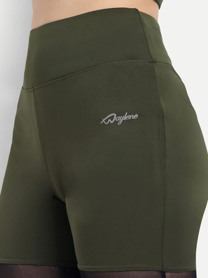 Olive Green Women's Activewear Track Suit Set - Capri Tights and Sports Bra for Yoga and Gym - Image 4
