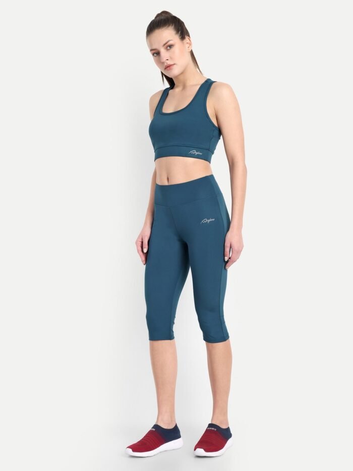 Teal Blue Capri and Sports Bra Set for Yoga and Gym - Waylene for Women, Shop Online, Buy Online - Image 2