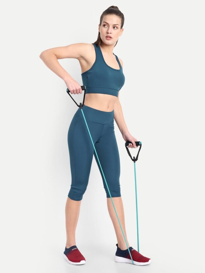 Teal Blue Capri and Sports Bra Set for Yoga and Gym - Waylene for Women, Shop Online, Buy Online
