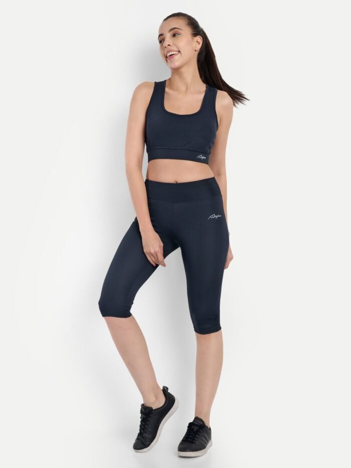 Navy Blue Track Suit & Capri Tights for Yoga and Training by Waylene ? Shop Online | Premium Activewear for Women - Image 3
