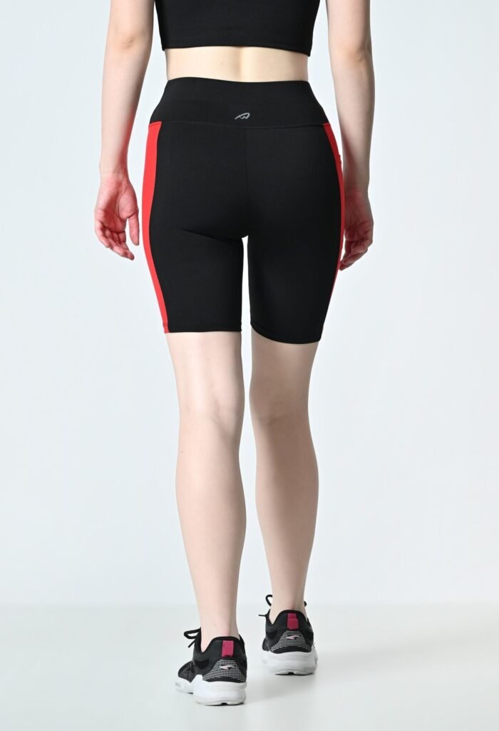 Waylene Black and Red Colour Block Women's Gym Shorts: High-Performance, Dry-Fit & Slim Fit for Gym, Training, Running, Cycling & Yoga - Image 7