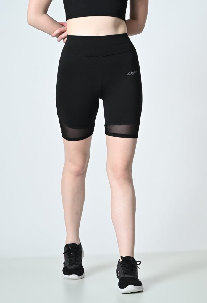 Waylene High-Rise Black Gym Shorts for Women - Moisture-Wicking, 4-Way Stretch Fabric, Perfect for Running, Yoga & Cycling - Buy Online - Image 7