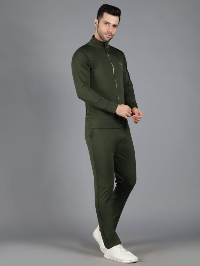 Waylene Slimfit Sweatshirt and Trackpant Set in Olive Green for Men, Shop Online, Buy Online - Ideal for Active Workouts - Image 4