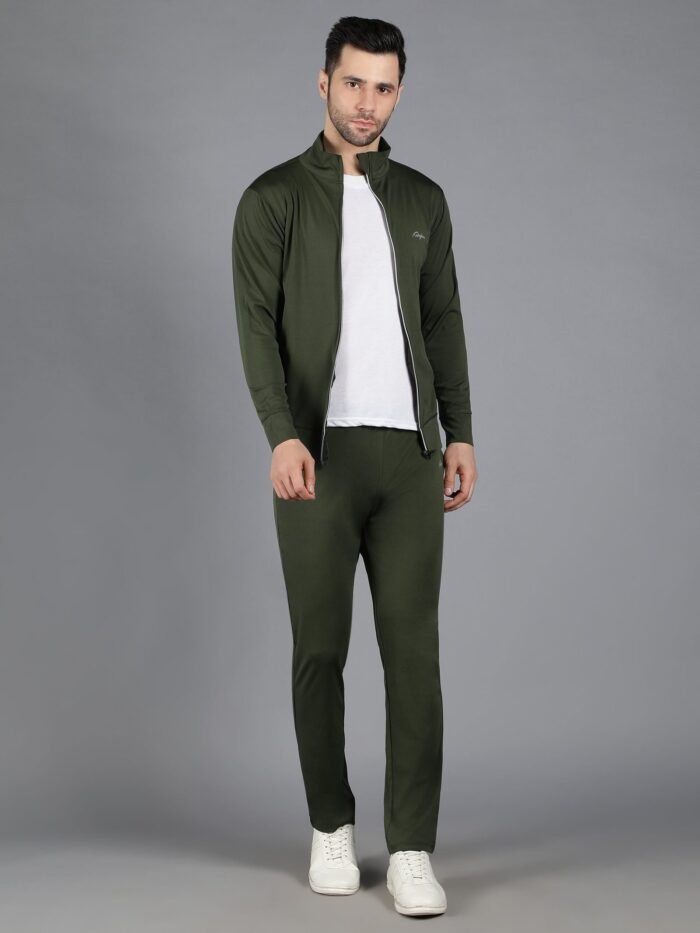 Waylene Slimfit Sweatshirt and Trackpant Set in Olive Green for Men, Shop Online, Buy Online - Ideal for Active Workouts