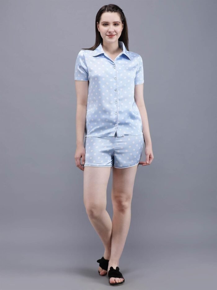 Waylene Printed Shirt & Shorts Set for Women in Navy Blue, Perfect for Casual Wear, Shop Online, Buy Online