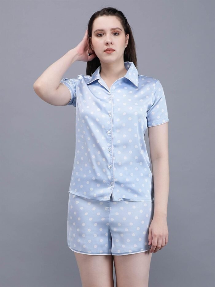 Waylene Printed Shirt & Shorts Set for Women in Navy Blue, Perfect for Casual Wear, Shop Online, Buy Online - Image 5
