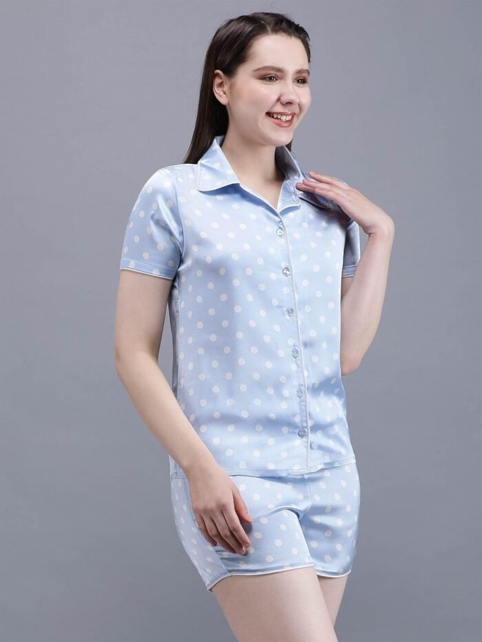 Waylene Printed Shirt & Shorts Set for Women in Navy Blue, Perfect for Casual Wear, Shop Online, Buy Online - Image 3