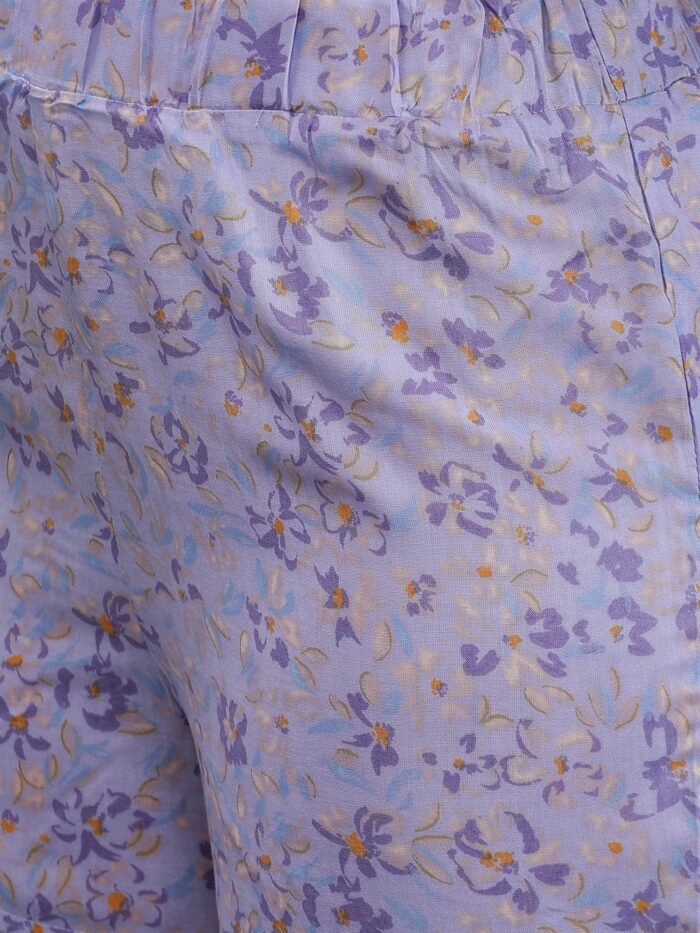 Waylene Light Purple Floral Print Shirt & Shorts Set for Women, Shop Online, Buy Online - Image 6