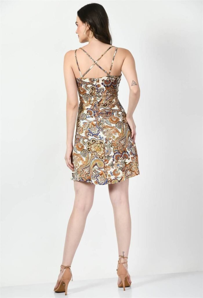 Waylene Paisley Print Fit & Flare Western Dress in Multicolor for Women, Shop Online, Buy Online - Image 3