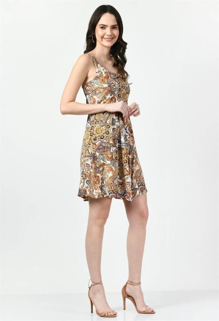 Waylene Paisley Print Fit & Flare Western Dress in Multicolor for Women, Shop Online, Buy Online - Image 6