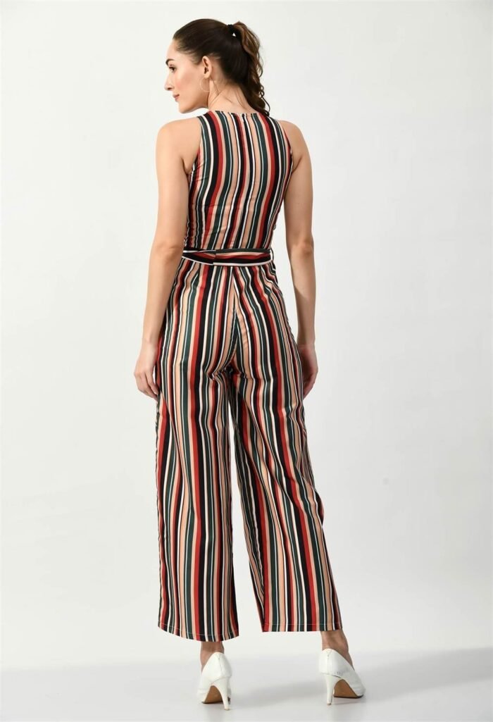 Waylene Striped Multi-Color Sleeveless Jumpsuit - Stylish Western Wear for Women, Comfortable & Elegant - Shop Online - Image 2