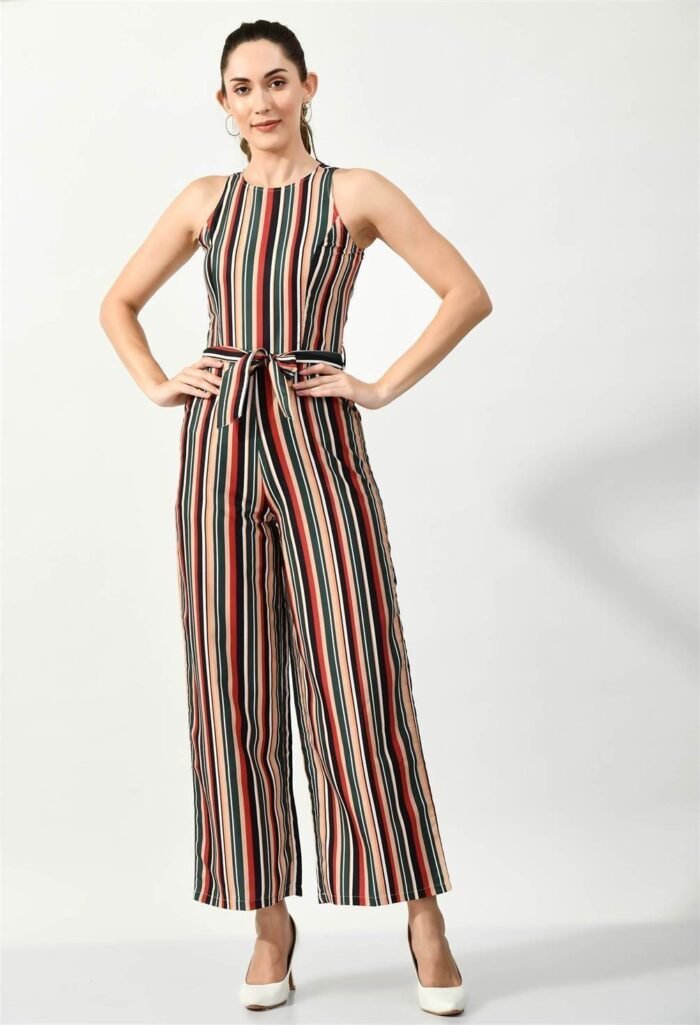 Waylene Striped Multi-Color Sleeveless Jumpsuit - Stylish Western Wear for Women, Comfortable & Elegant - Shop Online