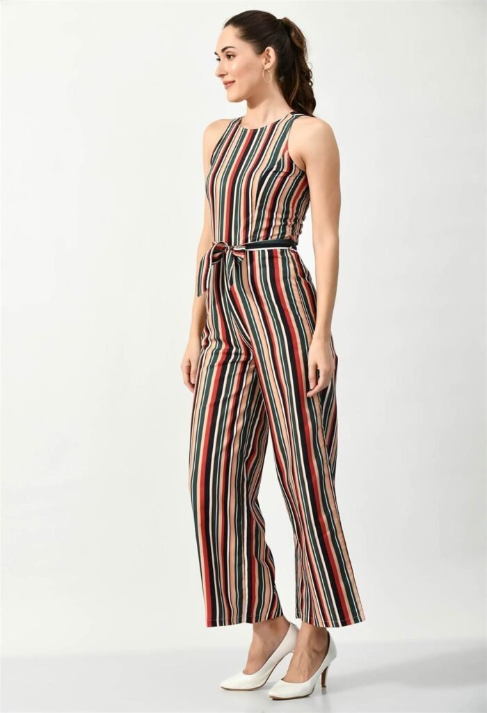 Waylene Striped Multi-Color Sleeveless Jumpsuit - Stylish Western Wear for Women, Comfortable & Elegant - Shop Online - Image 6