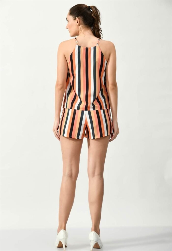 Waylene Striped Multi-Color Cami and Shorts Jumpsuit for Women - Shop Online, Buy Online, Casual Western Wear - Image 3