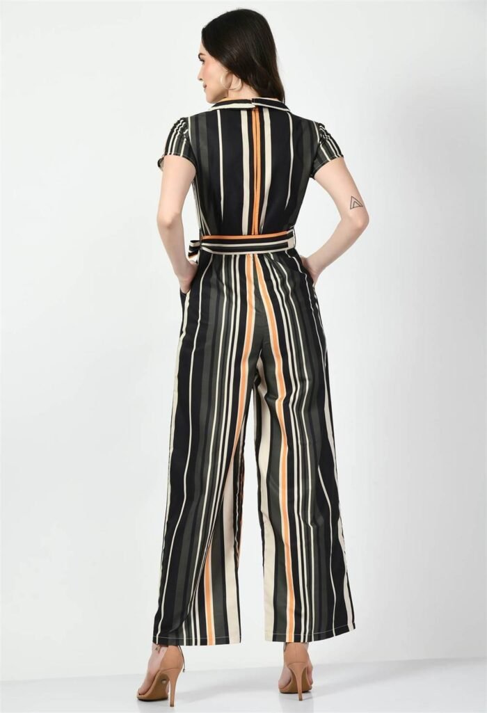 Waylene Striped Multicolor Collared Jumpsuit for Women, Casual Wear, Shop Online, Buy Online - Image 3