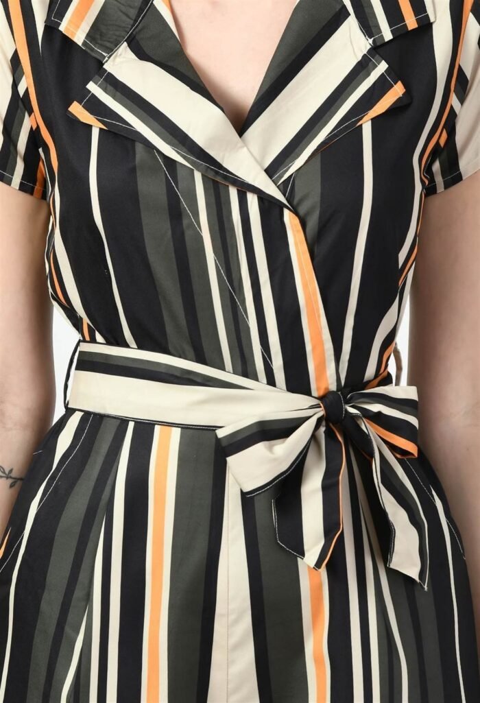 Waylene Striped Multicolor Collared Jumpsuit for Women, Casual Wear, Shop Online, Buy Online - Image 4