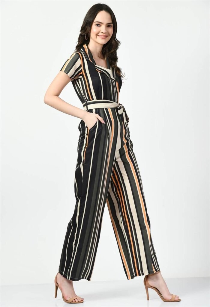 Waylene Striped Multicolor Collared Jumpsuit for Women, Casual Wear, Shop Online, Buy Online - Image 5