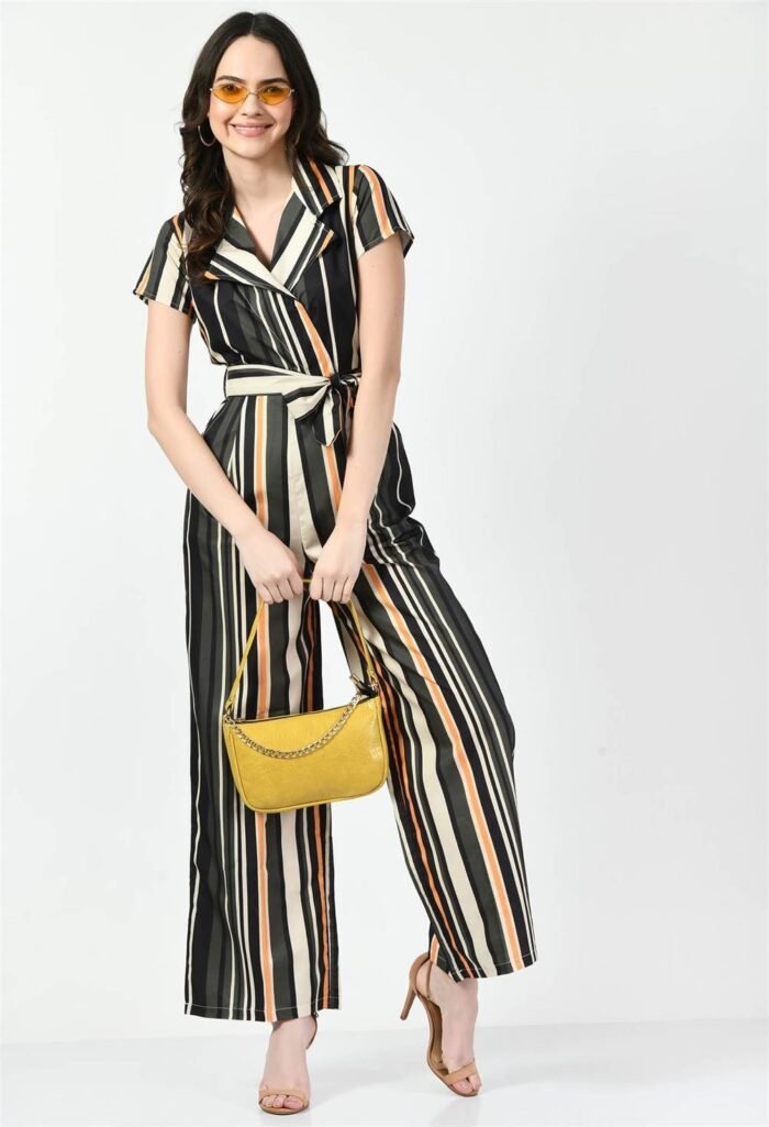 Waylene Striped Multicolor Collared Jumpsuit for Women, Casual Wear, Shop Online, Buy Online - Image 2
