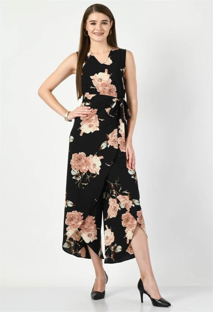 Waylene Floral Print Black Jumpsuit for Women, Premium Western Wear, Shop Online, Buy Online