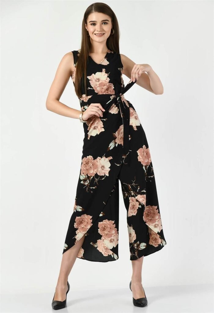 Waylene Floral Print Black Jumpsuit for Women, Premium Western Wear, Shop Online, Buy Online - Image 3