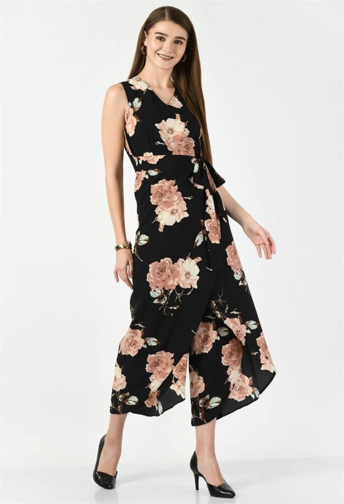 Waylene Floral Print Black Jumpsuit for Women, Premium Western Wear, Shop Online, Buy Online - Image 6