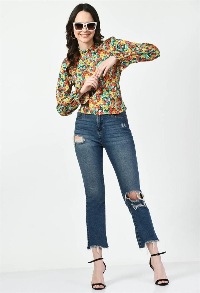 Waylene Multicolored Floral Western Top for Women, Comfortable Casual Wear, Shop Online, Buy Online - Image 4
