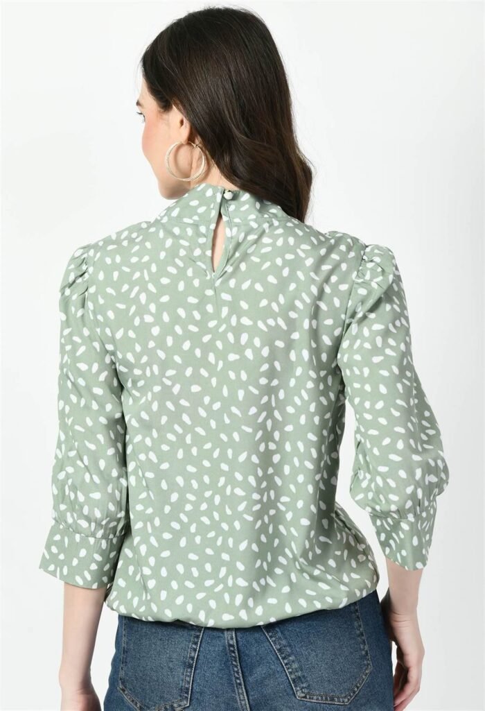 Waylene Pista Green High Neck Western Top for Women, Shop Online, Buy Online ? Perfect for Casual and Special Occasions - Image 2