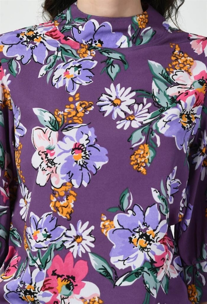 Waylene High Neckline Purple Floral Western Top for Women, Shop Online, Buy Online - Image 6