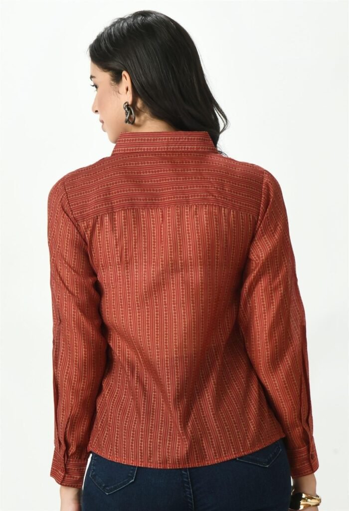Waylene Striped Red Sheer Shirt for Women, Premium Western Wear, Shop Online, Buy Online - Image 5