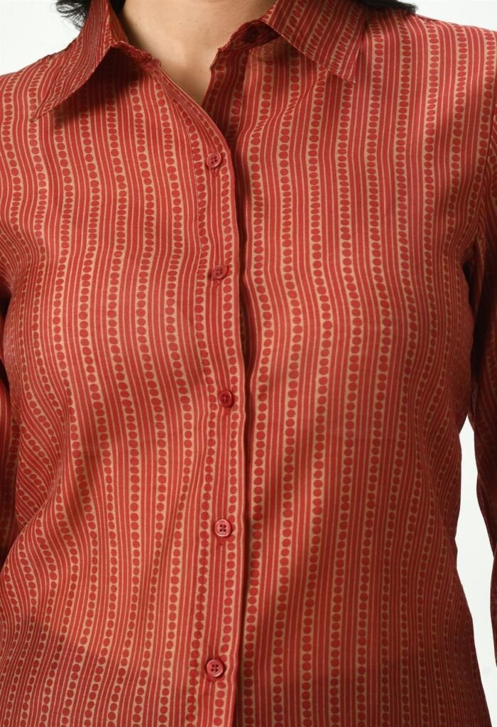 Waylene Striped Red Sheer Shirt for Women, Premium Western Wear, Shop Online, Buy Online - Image 4
